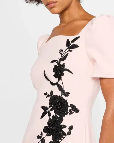 Rickie Freeman for Teri Jon Floral Applique Crepe Column Gown | Thumbnail 5 Rickie Freeman for Teri Jon Floral Applique Crepe Column Gown | Thumbnail 5