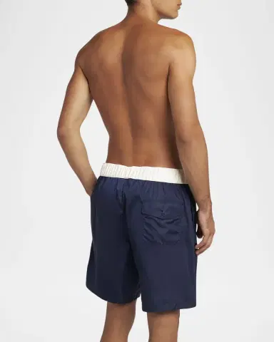 Moncler Men's Nylon Contrast-Band Swim Shorts | Thumbnail 2 Moncler Men's Nylon Contrast-Band Swim Shorts | Thumbnail 2