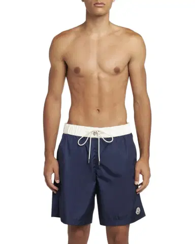 Moncler Men's Nylon Contrast-Band Swim Shorts | Thumbnail 1 Moncler Men's Nylon Contrast-Band Swim Shorts | Thumbnail 1
