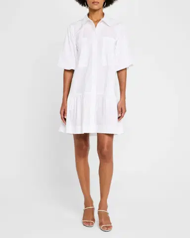 SIMKHAI Crissy Puff-Sleeve Cotton Poplin Mini Shirtdress | Thumbnail 2 SIMKHAI Crissy Puff-Sleeve Cotton Poplin Mini Shirtdress | Thumbnail 2