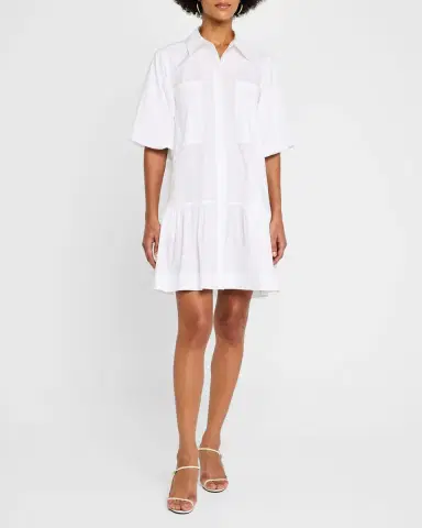 SIMKHAI Crissy Puff-Sleeve Cotton Poplin Mini Shirtdress | Thumbnail 4 SIMKHAI Crissy Puff-Sleeve Cotton Poplin Mini Shirtdress | Thumbnail 4