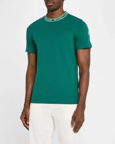 Moncler Men's Logo-Collar Jersey T-Shirt | Thumbnail 4 Moncler Men's Logo-Collar Jersey T-Shirt | Thumbnail 4