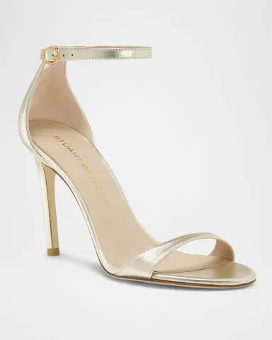 Stuart Weitzman Nudist Metallic Ankle-Strap Sandals | Thumbnail 2 Stuart Weitzman Nudist Metallic Ankle-Strap Sandals | Thumbnail 2