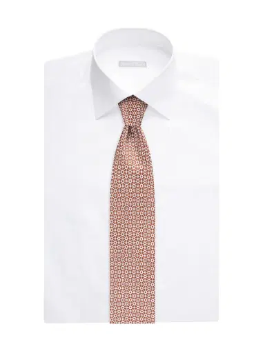Stefano Ricci Men's Luxury Silk Tie - Orange And White | Thumbnail 2 Stefano Ricci Men's Luxury Silk Tie - Orange And White | Thumbnail 2