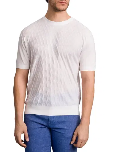 Stefano Ricci Men's Alpha Yarn Cashmere Knit Crewneck Sweater - White | Thumbnail 2 Stefano Ricci Men's Alpha Yarn Cashmere Knit Crewneck Sweater - White | Thumbnail 2