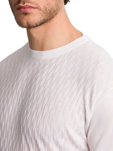 Stefano Ricci Men's Alpha Yarn Cashmere Knit Crewneck Sweater - White | Thumbnail 4 Stefano Ricci Men's Alpha Yarn Cashmere Knit Crewneck Sweater - White | Thumbnail 4