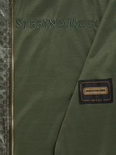 Stefano Ricci Men's Jacquard and Lambskin Leather Blouson Jacket - Chrome Green | Thumbnail 7 Stefano Ricci Men's Jacquard and Lambskin Leather Blouson Jacket - Chrome Green | Thumbnail 7