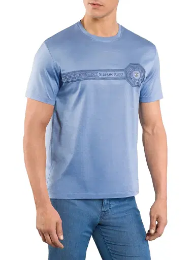 Stefano Ricci Men's T-Shirt - Blue | Thumbnail 4 Stefano Ricci Men's T-Shirt - Blue | Thumbnail 4