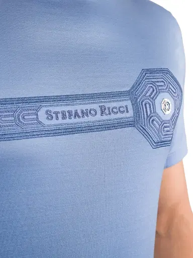 Stefano Ricci Men's T-Shirt - Blue | Thumbnail 6 Stefano Ricci Men's T-Shirt - Blue | Thumbnail 6