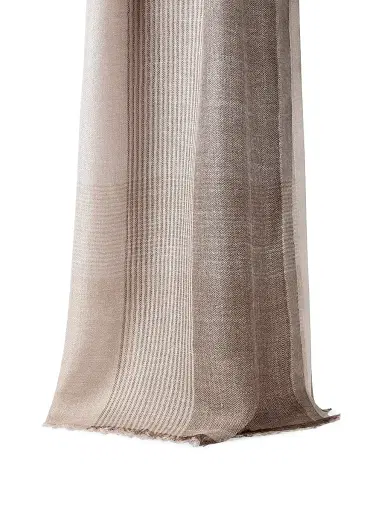 Brunello Cucinelli Men's Silk and Linen Chevron Scarf with Stripes | Thumbnail 1 Brunello Cucinelli Men's Silk and Linen Chevron Scarf with Stripes | Thumbnail 1