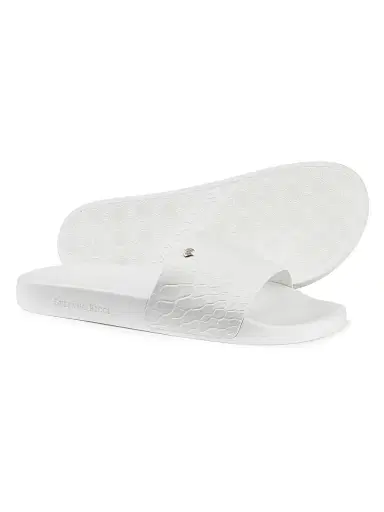 Stefano Ricci Men's Matted Crocodile Leather Slides - White | Thumbnail 3 Stefano Ricci Men's Matted Crocodile Leather Slides - White | Thumbnail 3