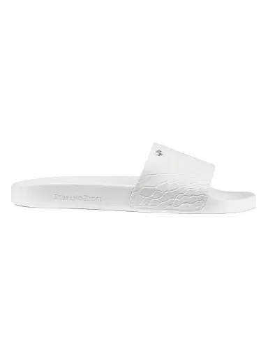 Stefano Ricci Men's Matted Crocodile Leather Slides - White | Thumbnail 1 Stefano Ricci Men's Matted Crocodile Leather Slides - White | Thumbnail 1