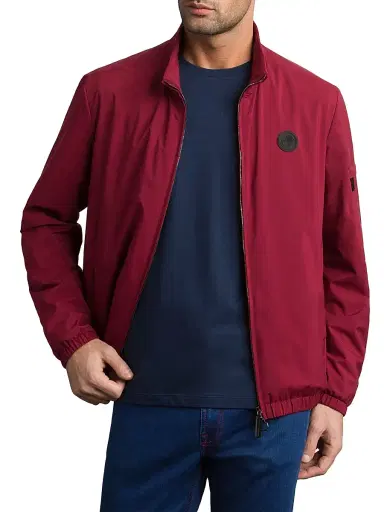 Stefano Ricci Men's Windbreaker Jacket with Zip Closure - Wine Red | Thumbnail 3 Stefano Ricci Men's Windbreaker Jacket with Zip Closure - Wine Red | Thumbnail 3