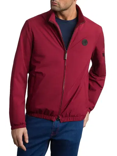 Stefano Ricci Men's Windbreaker Jacket with Zip Closure - Wine Red | Thumbnail 1 Stefano Ricci Men's Windbreaker Jacket with Zip Closure - Wine Red | Thumbnail 1