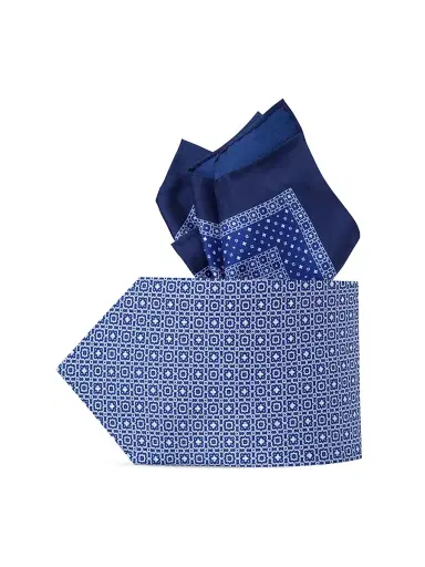 Stefano Ricci Men's Luxury Silk Tie Set - Blue White | Thumbnail 1 Stefano Ricci Men's Luxury Silk Tie Set - Blue White | Thumbnail 1