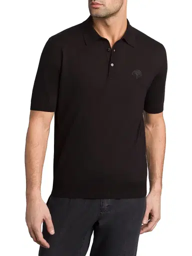 Stefano Ricci Men's Three Button Polo Shirt - Black | Thumbnail 2 Stefano Ricci Men's Three Button Polo Shirt - Black | Thumbnail 2