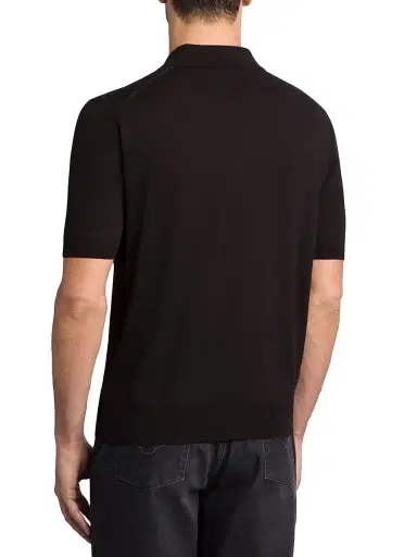 Stefano Ricci Men's Three Button Polo Shirt - Black | Thumbnail 3 Stefano Ricci Men's Three Button Polo Shirt - Black | Thumbnail 3