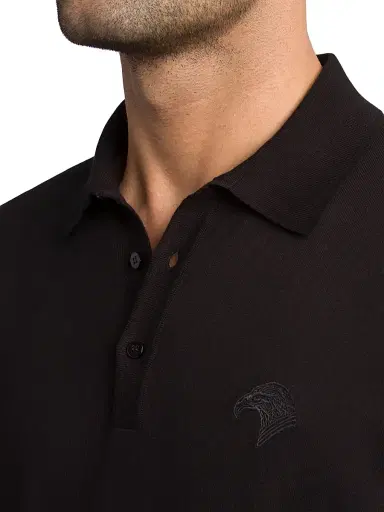 Stefano Ricci Men's Three Button Polo Shirt - Black | Thumbnail 4 Stefano Ricci Men's Three Button Polo Shirt - Black | Thumbnail 4