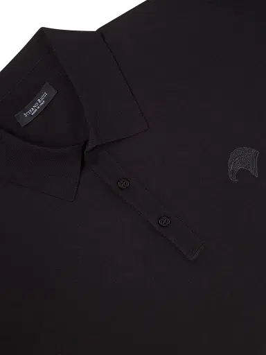 Stefano Ricci Men's Three Button Polo Shirt - Black | Thumbnail 5 Stefano Ricci Men's Three Button Polo Shirt - Black | Thumbnail 5