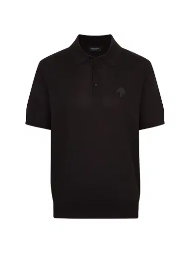 Stefano Ricci Men's Three Button Polo Shirt - Black | Thumbnail 1 Stefano Ricci Men's Three Button Polo Shirt - Black | Thumbnail 1
