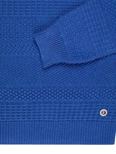 Stefano Ricci Men's Silk and Cotton Knit Mockneck Sweater - Blue | Thumbnail 7 Stefano Ricci Men's Silk and Cotton Knit Mockneck Sweater - Blue | Thumbnail 7