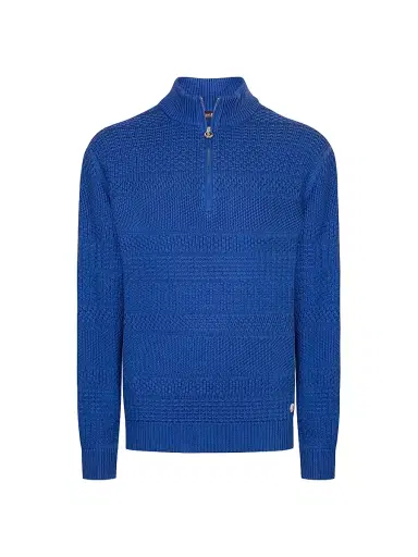Stefano Ricci Men's Silk and Cotton Knit Mockneck Sweater - Blue | Thumbnail 1 Stefano Ricci Men's Silk and Cotton Knit Mockneck Sweater - Blue | Thumbnail 1