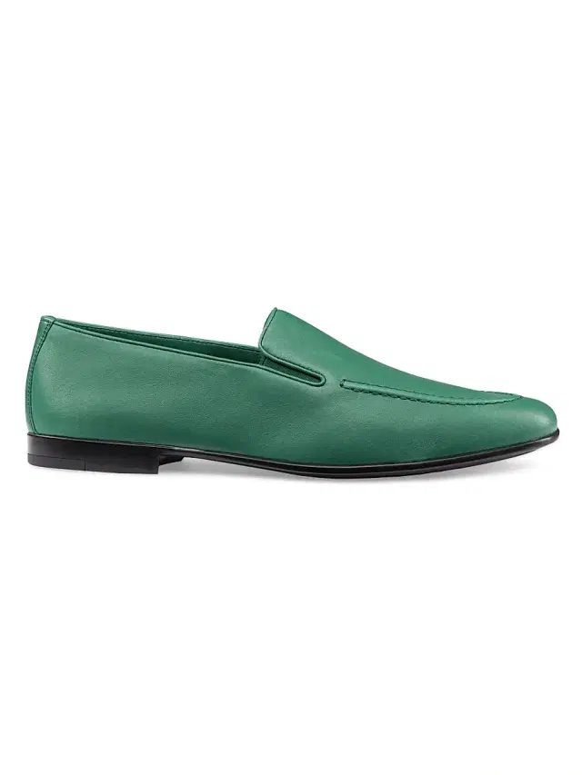 Men's Calfskin Leather Loafers - Green Men's Calfskin Leather Loafers - Green