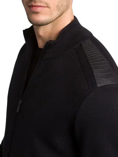 Stefano Ricci Men's Jogging Blouson Jacket with Croc Details - Black | Thumbnail 4 Stefano Ricci Men's Jogging Blouson Jacket with Croc Details - Black | Thumbnail 4