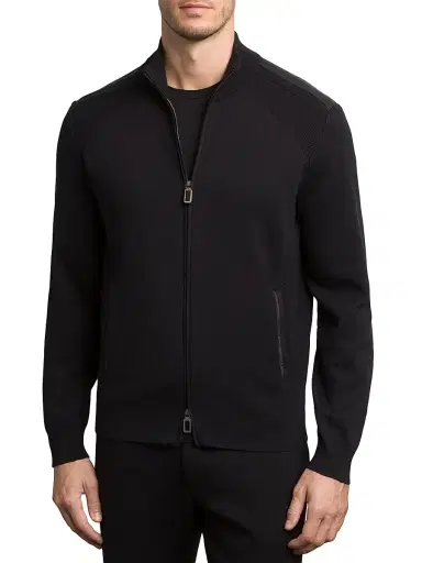 Stefano Ricci Men's Jogging Blouson Jacket with Croc Details - Black | Thumbnail 1 Stefano Ricci Men's Jogging Blouson Jacket with Croc Details - Black | Thumbnail 1