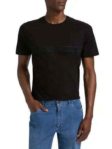 Stefano Ricci Men's Nautical Ricci Logo T-Shirt - Black | Thumbnail 3 Stefano Ricci Men's Nautical Ricci Logo T-Shirt - Black | Thumbnail 3