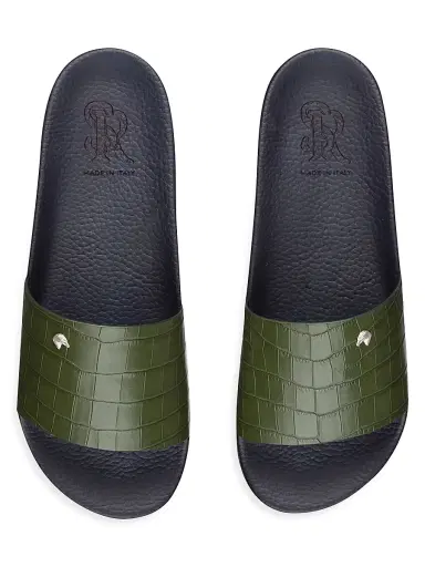 Stefano Ricci Men's Matted Crocodile Leather Slides - Green - Size 12 | Thumbnail 4 Stefano Ricci Men's Matted Crocodile Leather Slides - Green - Size 12 | Thumbnail 4