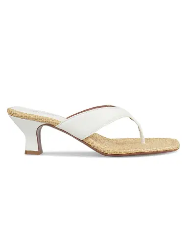 Paris Texas Women's Portofino 55MM Leather Sandals - Optic White Natural - Size 11 | Thumbnail 1 Paris Texas Women's Portofino 55MM Leather Sandals - Optic White Natural - Size 11 | Thumbnail 1