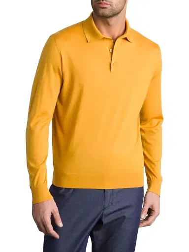 Stefano Ricci Men's Cashmere-Wool Polo Shirt - Yellow | Thumbnail 2 Stefano Ricci Men's Cashmere-Wool Polo Shirt - Yellow | Thumbnail 2