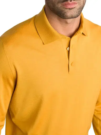 Stefano Ricci Men's Cashmere-Wool Polo Shirt - Yellow | Thumbnail 4 Stefano Ricci Men's Cashmere-Wool Polo Shirt - Yellow | Thumbnail 4