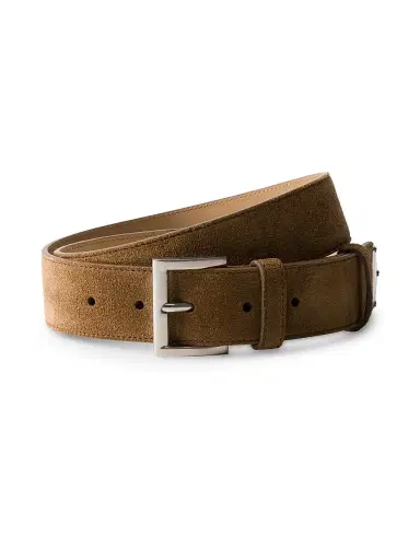 Prada Men's Suede Belt - Brown | Thumbnail 1 Prada Men's Suede Belt - Brown | Thumbnail 1