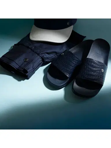 Stefano Ricci Men's Crocodile Leather Slides - Blue | Thumbnail 5 Stefano Ricci Men's Crocodile Leather Slides - Blue | Thumbnail 5