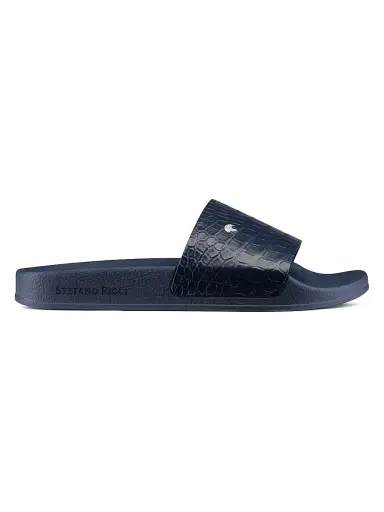 Stefano Ricci Men's Crocodile Leather Slides - Blue | Thumbnail 1 Stefano Ricci Men's Crocodile Leather Slides - Blue | Thumbnail 1