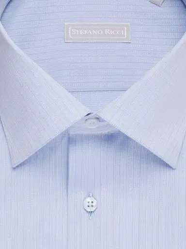 Stefano Ricci Men's Refined Classic Dress Shirt - Blue | Thumbnail 2 Stefano Ricci Men's Refined Classic Dress Shirt - Blue | Thumbnail 2