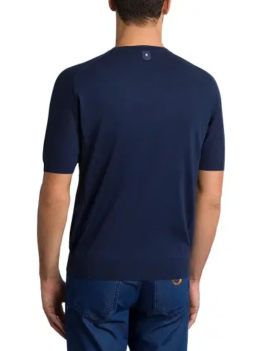 Stefano Ricci Men's Silk and Cotton Knit Crewneck Sweater - Dark Blue | Thumbnail 3 Stefano Ricci Men's Silk and Cotton Knit Crewneck Sweater - Dark Blue | Thumbnail 3
