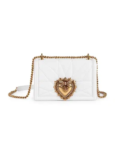 Dolce & Gabbana Women's Devotion Quilted Leather Shoulder Bag - White | Thumbnail 1 Dolce & Gabbana Women's Devotion Quilted Leather Shoulder Bag - White | Thumbnail 1