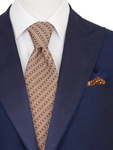 Stefano Ricci Men's Luxury Silk Tie Set - Brown White | Thumbnail 2 Stefano Ricci Men's Luxury Silk Tie Set - Brown White | Thumbnail 2