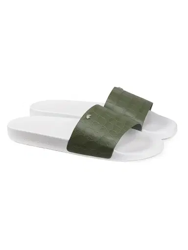 Stefano Ricci Men's Matted Crocodile Leather Slides - Green White - Size 10 | Thumbnail 2 Stefano Ricci Men's Matted Crocodile Leather Slides - Green White - Size 10 | Thumbnail 2