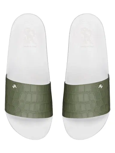 Stefano Ricci Men's Matted Crocodile Leather Slides - Green White - Size 10 | Thumbnail 4 Stefano Ricci Men's Matted Crocodile Leather Slides - Green White - Size 10 | Thumbnail 4