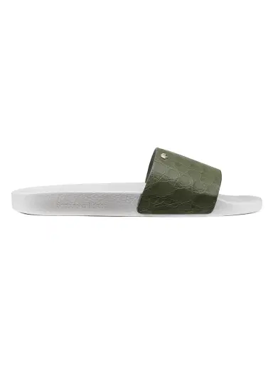 Stefano Ricci Men's Matted Crocodile Leather Slides - Green White - Size 10 | Thumbnail 1 Stefano Ricci Men's Matted Crocodile Leather Slides - Green White - Size 10 | Thumbnail 1