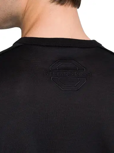 Stefano Ricci Men's Silk and Cotton Crewneck Sweater - Black | Thumbnail 5 Stefano Ricci Men's Silk and Cotton Crewneck Sweater - Black | Thumbnail 5