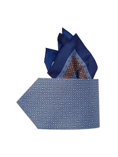 Stefano Ricci Men's Luxury Silk Tie Set - Blue Brown | Thumbnail 1 Stefano Ricci Men's Luxury Silk Tie Set - Blue Brown | Thumbnail 1