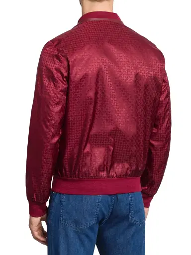 Stefano Ricci Men's Jacquard and Lambskin Leather Blouson Jacket - Ruby Red | Thumbnail 2 Stefano Ricci Men's Jacquard and Lambskin Leather Blouson Jacket - Ruby Red | Thumbnail 2