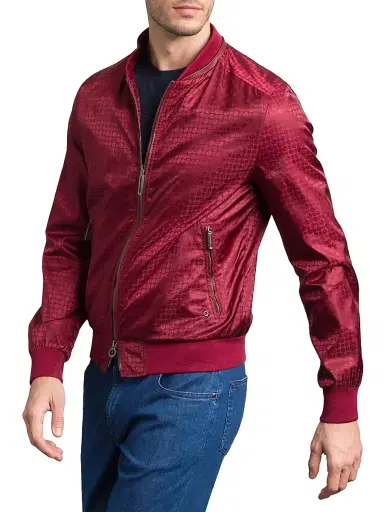 Stefano Ricci Men's Jacquard and Lambskin Leather Blouson Jacket - Ruby Red | Thumbnail 3 Stefano Ricci Men's Jacquard and Lambskin Leather Blouson Jacket - Ruby Red | Thumbnail 3