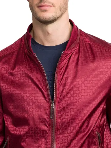Stefano Ricci Men's Jacquard and Lambskin Leather Blouson Jacket - Ruby Red | Thumbnail 4 Stefano Ricci Men's Jacquard and Lambskin Leather Blouson Jacket - Ruby Red | Thumbnail 4