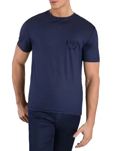 Stefano Ricci Men's T-Shirt - Navy Blue | Thumbnail 4 Stefano Ricci Men's T-Shirt - Navy Blue | Thumbnail 4